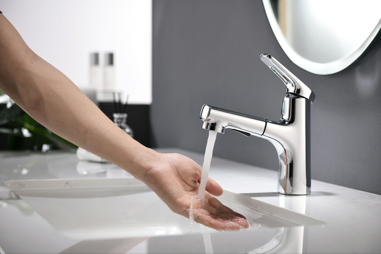 Mitigeur monocommande Lavabo WasserKraft avec bec exctractible coloris chromé