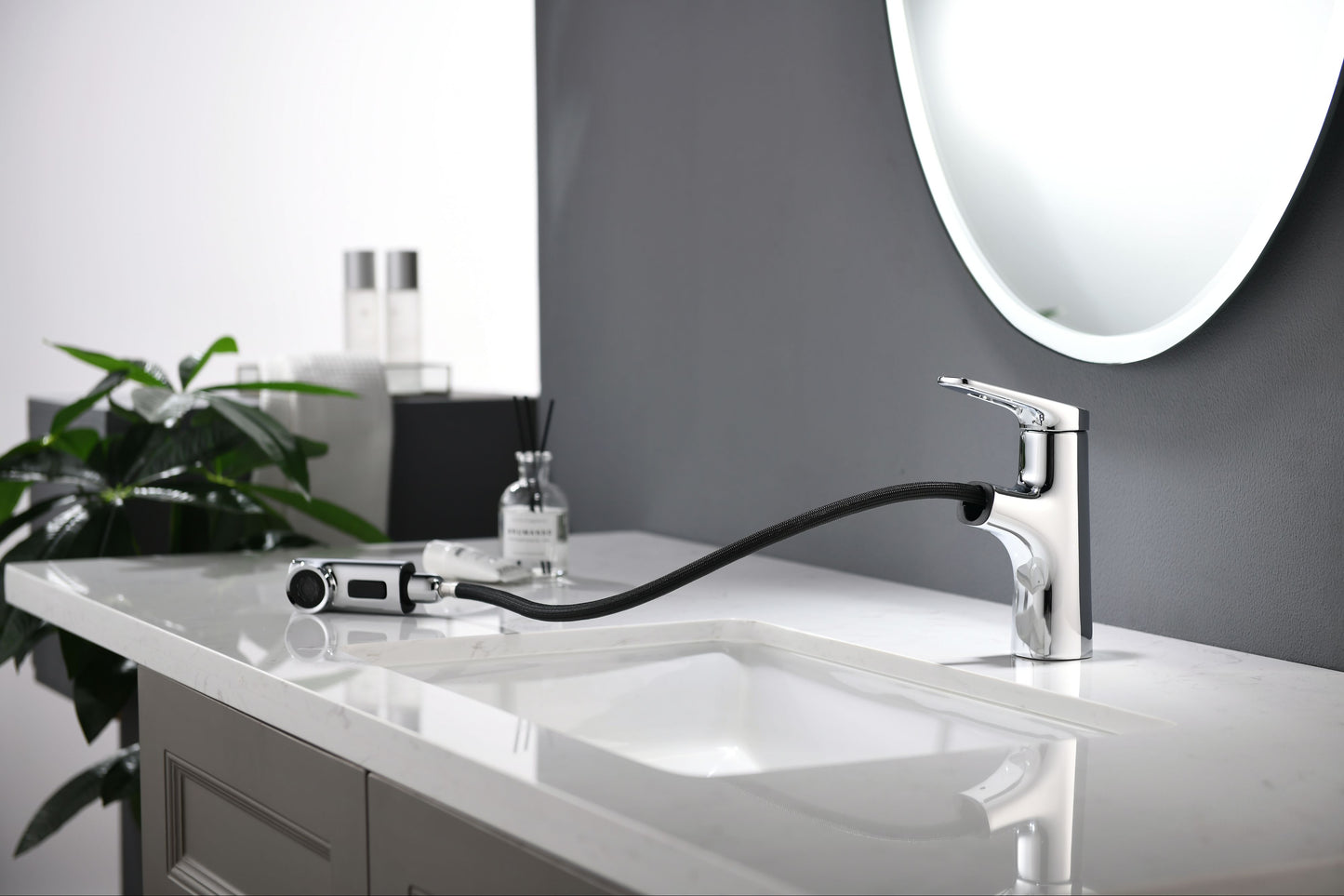 Mitigeur monocommande Lavabo WasserKraft avec bec exctractible coloris chromé