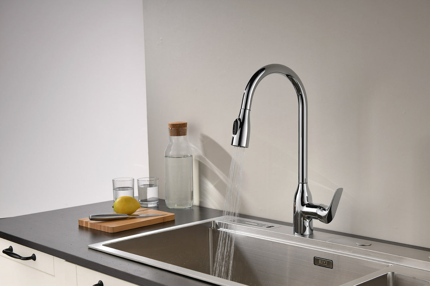 Mitigeur à levier unique extractible pour cuisine (chromé)