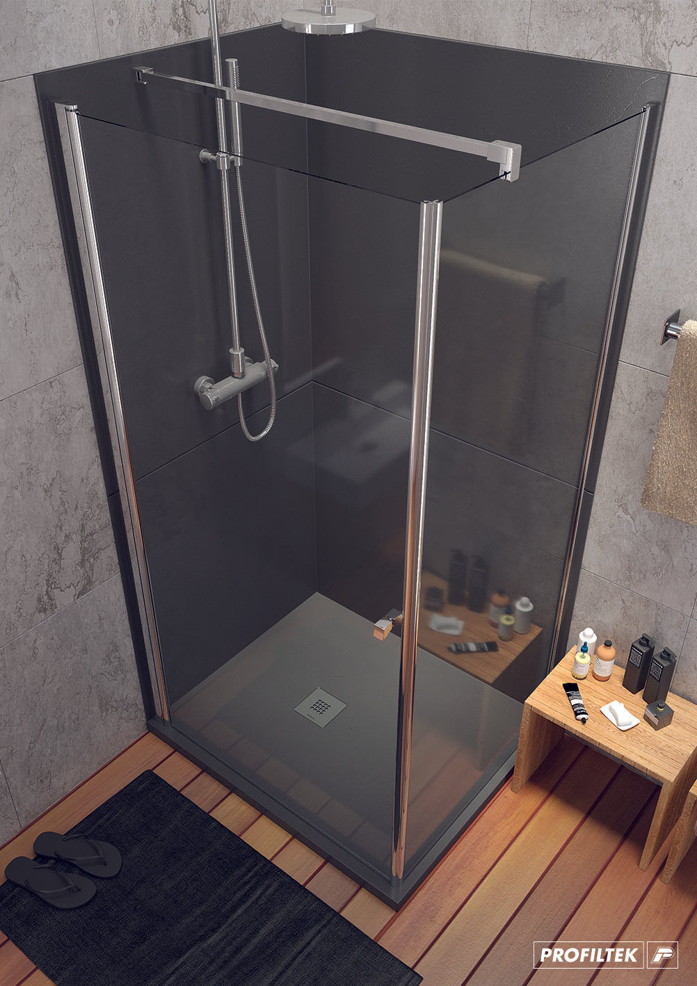 Receveur de douche en résine antidérapant, coloris crème