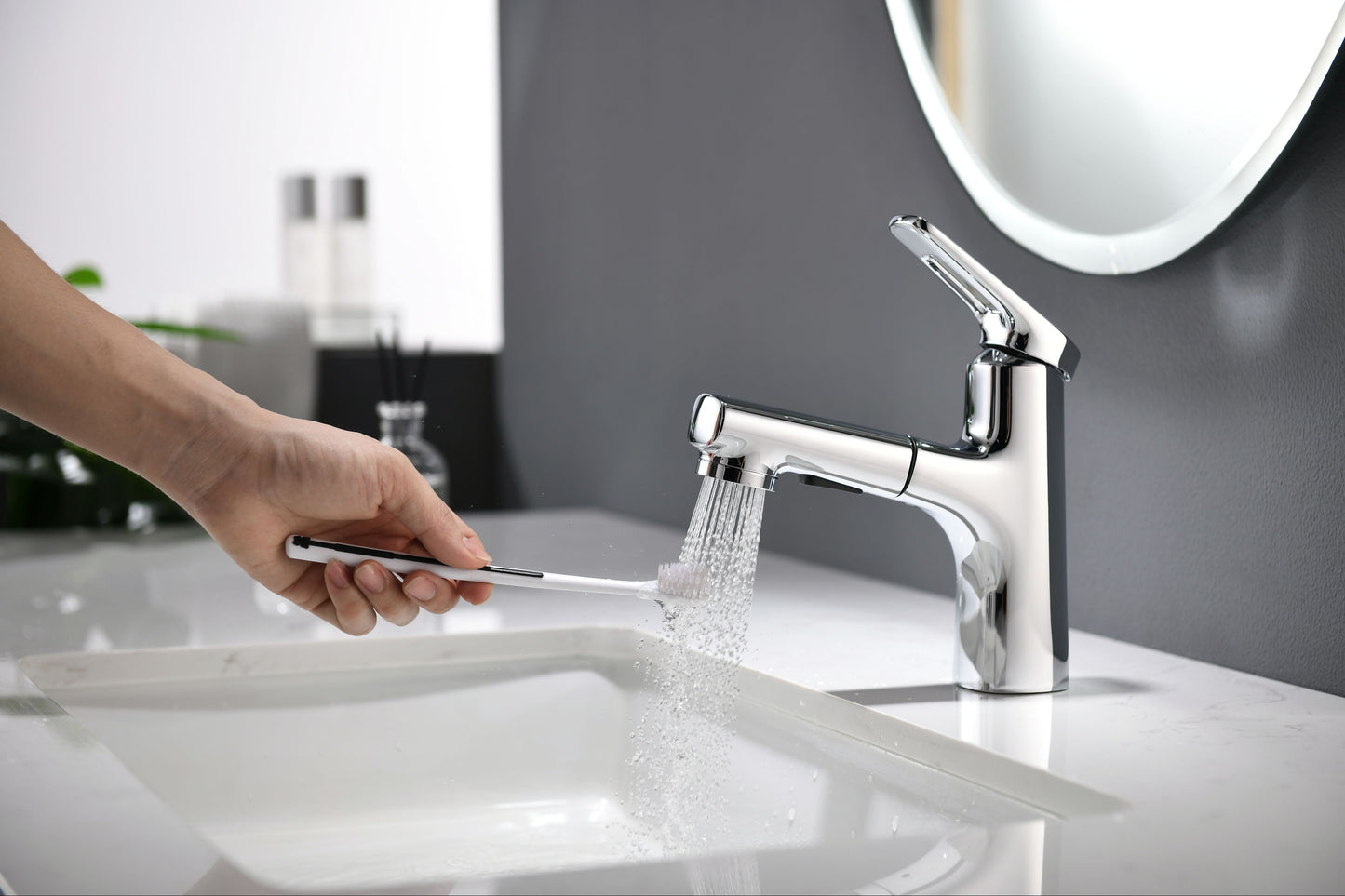 Mitigeur monocommande Lavabo WasserKraft avec bec exctractible coloris chromé