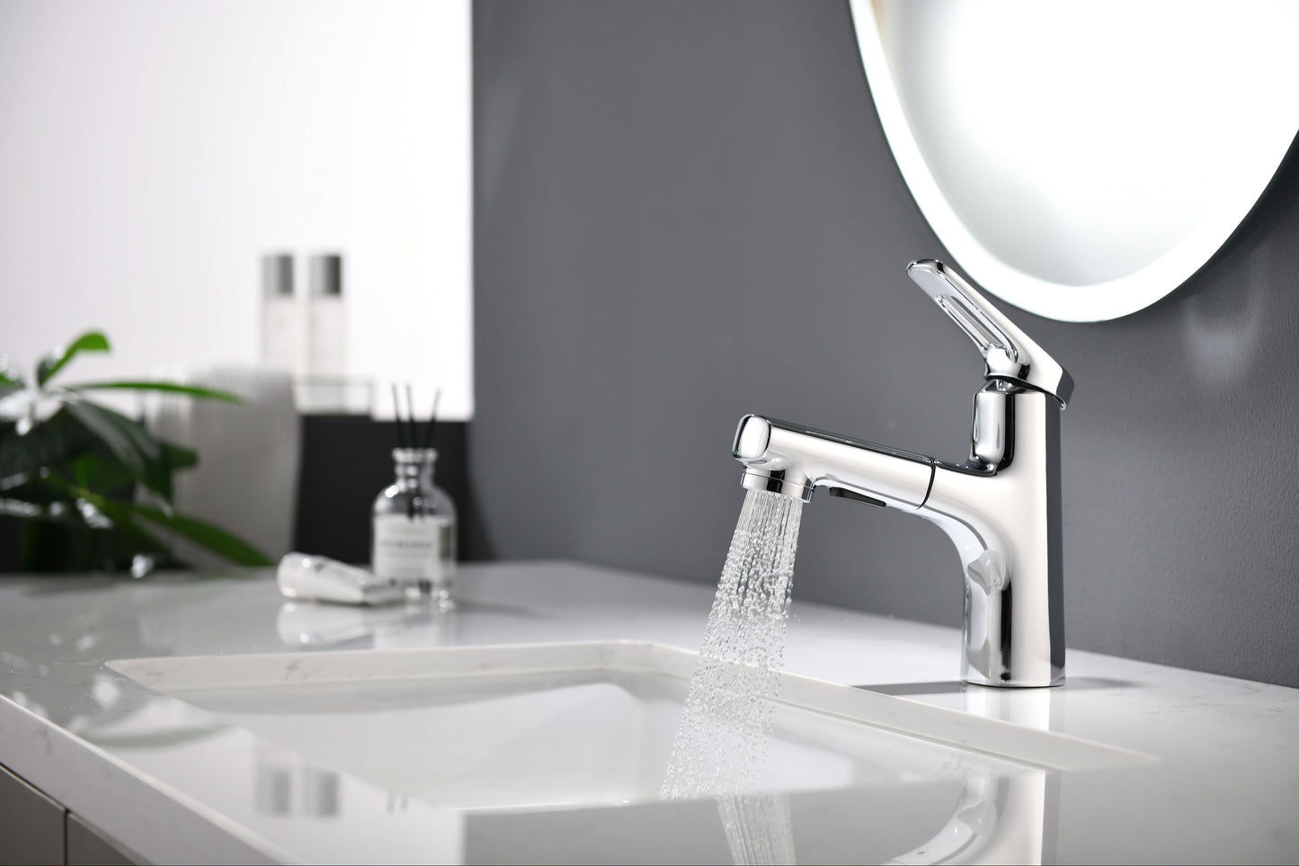 Mitigeur monocommande Lavabo WasserKraft avec bec exctractible coloris chromé