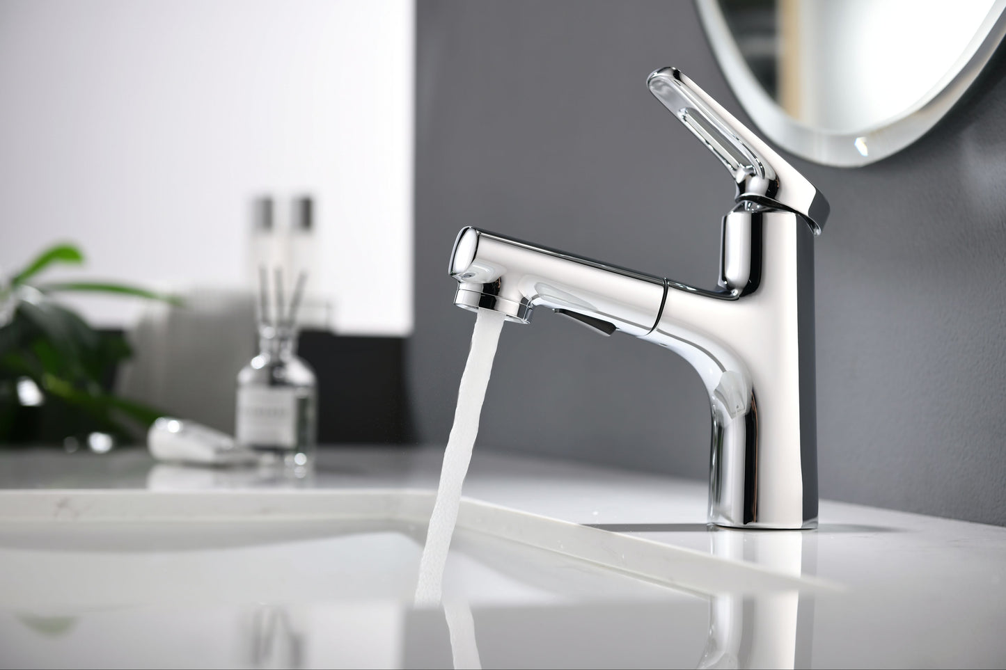 Mitigeur monocommande Lavabo WasserKraft avec bec exctractible coloris chromé