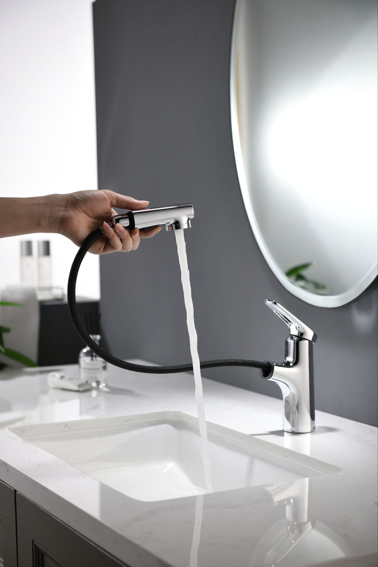 Mitigeur monocommande Lavabo WasserKraft avec bec exctractible coloris chromé