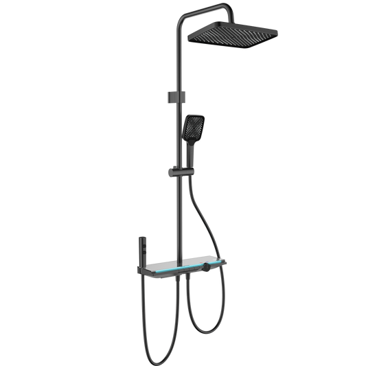 Colonne de douche WasserKraft numérique thermostatique à 4 fonctions Anthracite