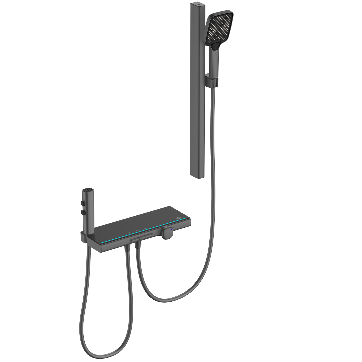 Ensemble de douche thermostatique WasserKraft numérique Anthracite